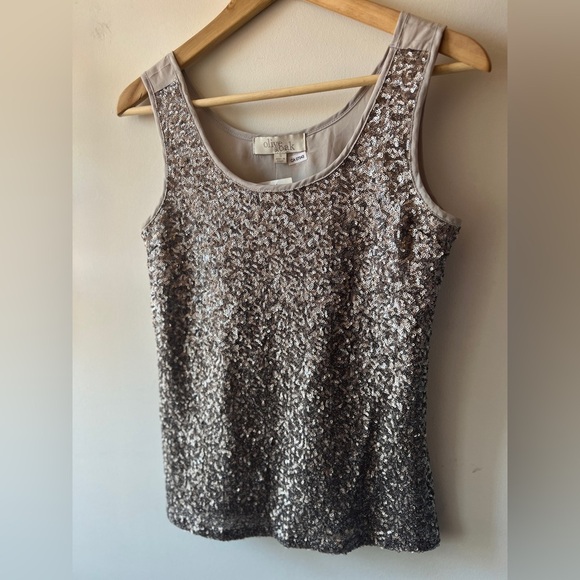 Olive & Oak Silver Sequin Top BNWT S - Picture 6 of 6